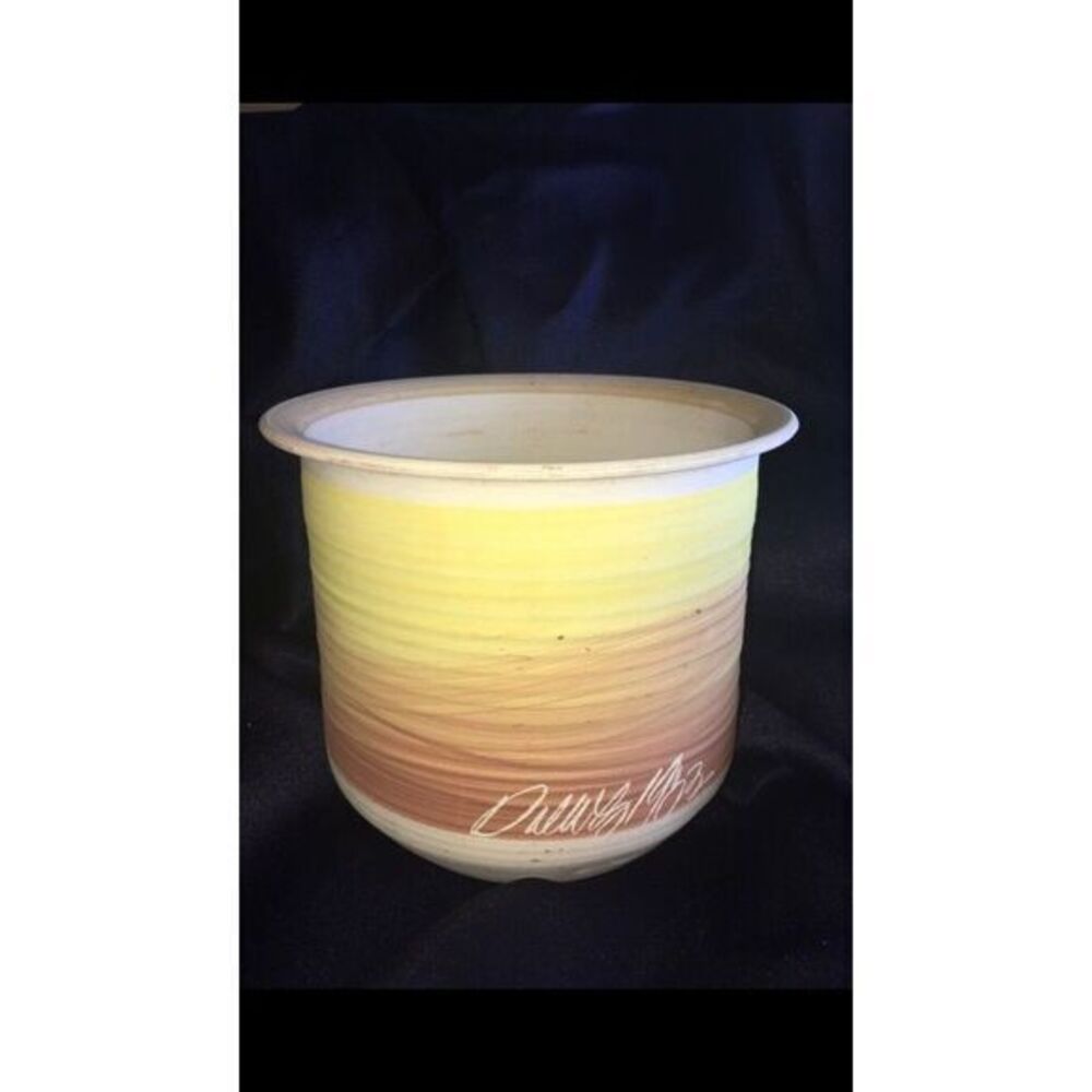 Bright Color Handmade ceramic planter (signed 1983)